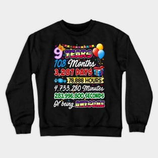 9 Years Old Being Awesome 9th Birthday Crewneck Sweatshirt